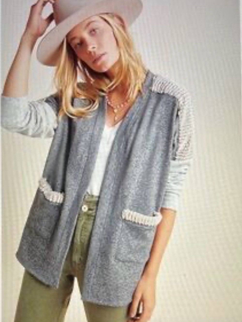 Amadi Anthropologie Cora Cardigan Open-Front Gray Size M